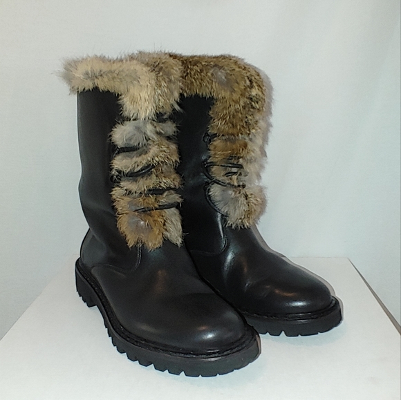 Leather Lace Up Combat Boots Lug Sole 